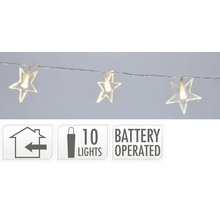 Ghirlandă luminoasă cu zece stele, funcționează pe baterii, pentru utilizare în interior