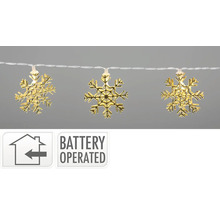 Ghirlandă luminoasă cu fulgi de zăpadă aurii și funcționare pe baterii
