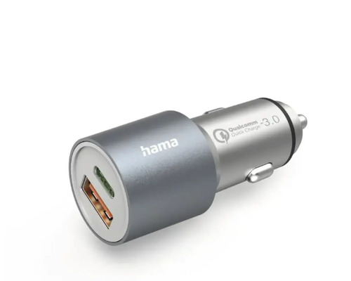 Încărcător adaptor auto Hama 38W USB-A & USB-C quick charge, gri metalic