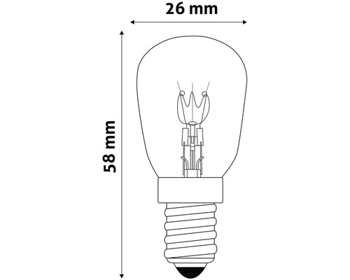 Dimensiunile unui bec: 26 mm lățime și 58 mm înălțime