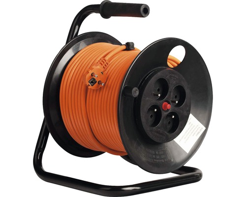 Prelungitor electric pe tambur de plastic Bachmann 4 prize 25m cablu PVC 3x1,5 mm²