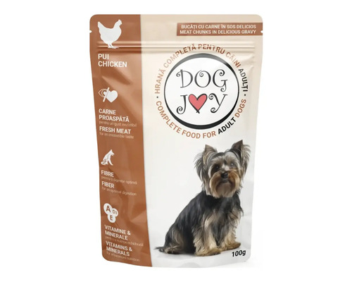 Hrană umedă pentru câini DOG JOY Adult cu pui 100 g