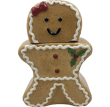 Borcan din ceramică sub formă de omuleț de turtă dulce cu decorațiuni