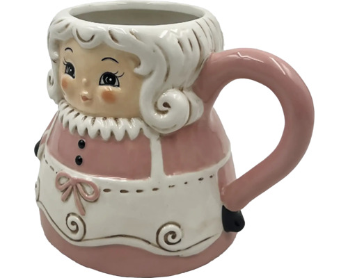 Cana ceramică cu figură de femeie și mâner