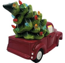 Figurină decorativă camion cu brad de Crăciun și iluminare