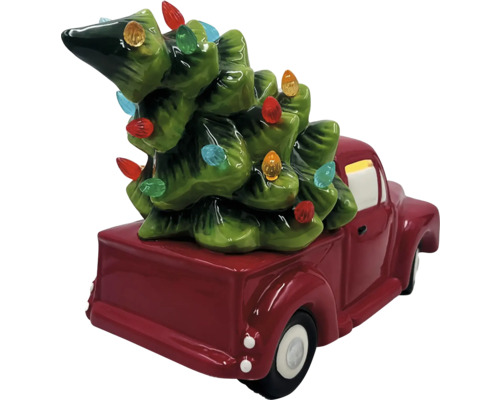 Figurină decorativă camion cu brad de Crăciun și iluminare