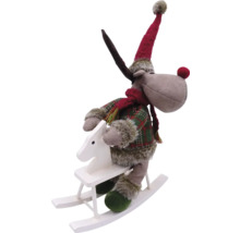 Figurină decorativă Elan pe cal balansoar cu căciulă și fular