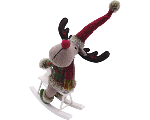 Elan decorativ pe cal balansoar cu căciulă și fular ca decor festiv