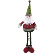 Figurină decorativă Moș Crăciun cu pălărie lungă și top în carouri