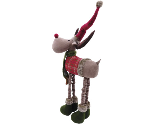 Elan decorativ cu căciulă, eșarfă și pulover în carouri ca decorațiune de Crăciun.