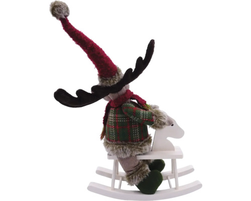 Figurină decorativă ren pe cal balansoar