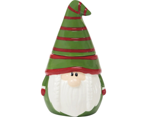 Cutie de depozitare în formă de spiriduș de Crăciun cu barbă și căciulă