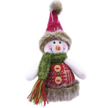 Figurină om de zăpadă cu căciulă și fular ca decorațiune de Crăciun
