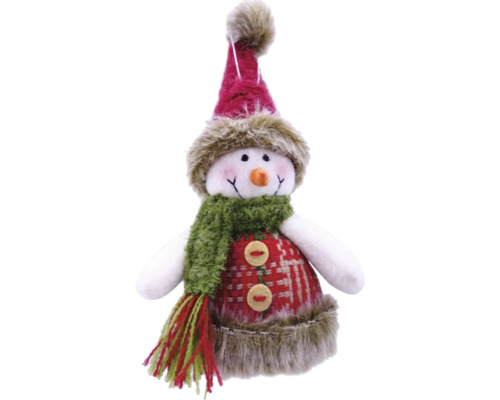 Figurină om de zăpadă cu căciulă și fular ca decorațiune de Crăciun