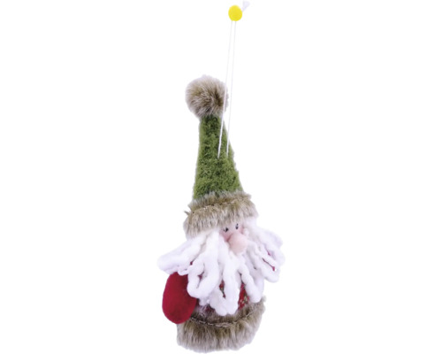 Figurină Moș Crăciun cu pălărie verde și barbă albă ca decorație