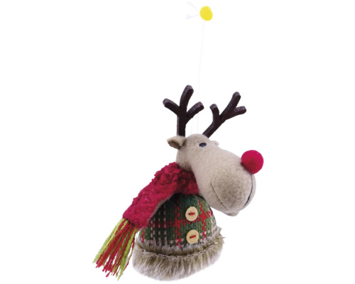 Renie decorativă cu fular și căciulă ca decorațiune de Crăciun