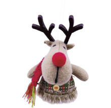 Figurină decorativă ren cu nas roșu și eșarfă