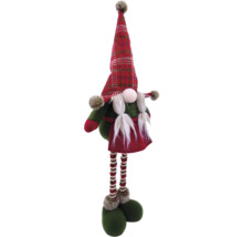 Spiriduș de Crăciun cu picior în dungi și căciulă în carouri