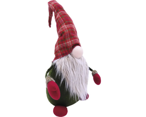 Gnom decorativ de Crăciun cu căciulă în carouri și barbă