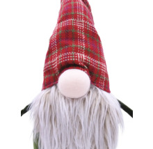 Spiriduș decorativ de Crăciun cu căciulă în carouri și barbă