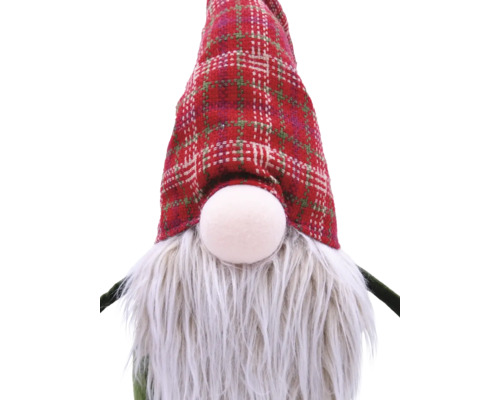 Spiriduș decorativ de Crăciun cu căciulă în carouri și barbă