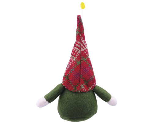 Spiriduș de Crăciun cu căciulă în carouri ca decorațiune