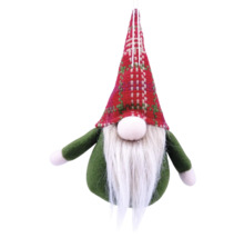 Spiriduș decorativ de Crăciun cu căciulă în carouri și barbă