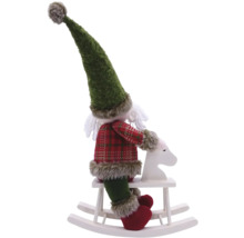 Decoratiune de Craciun: Figurina de plus pe calut balansoar