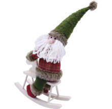 Figurină Moș Crăciun pe cal balansoar ca decorațiune de Crăciun