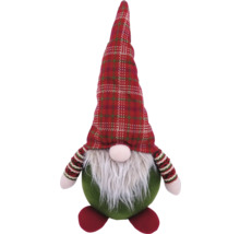 Gnom decorativ cu pălărie în carouri și barbă pentru perioada Crăciunului