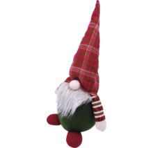 Gnom de Crăciun cu căciulă în carouri și barbă ca decor
