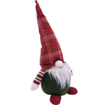 Figurină decorativă pitic cu căciulă în carouri și barbă