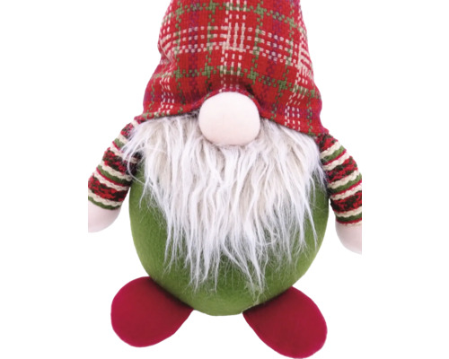 Figurină decorativă pitic cu căciulă în carouri și barbă