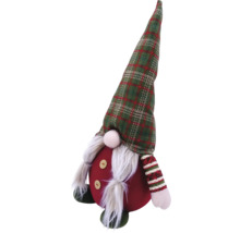 Figurină decorativă de Crăciun cu un pitic cu o căciulă în carouri și barbă