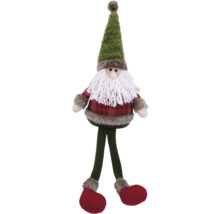 Moș Crăciun decorativ cu pălărie verde, barbă albă și bluză în carouri, ca decorațiune de Crăciun