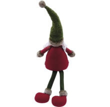 Spiriduș decorativ de Crăciun cu pălărie verde și costum roșu