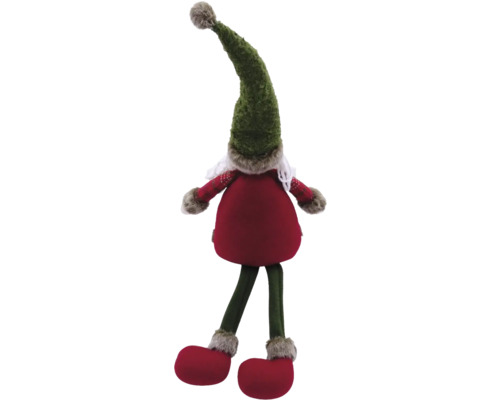 Spiriduș decorativ de Crăciun cu pălărie verde și costum roșu