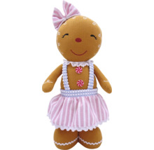 Figurină de pluș femeie turtă dulce cu fundă și fustă în dungi