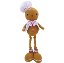Jucărie de pluș om de turtă dulce cu bonetă de bucătar și fundă