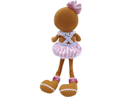 Păpușă femeie turtă dulce cu fundă și rochie