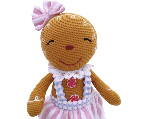 Femeie de turtă dulce, jucărie de pluș cu fundă și volane