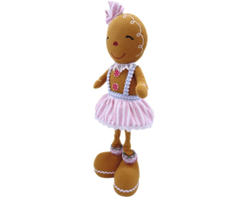 Omuleț de turtă dulce de pluș cu fustă și fundă