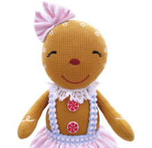 Femeie de turtă dulce din material textil cu fundă și nasturi