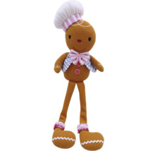 Jucărie de pluș om de turtă dulce cu bonetă de bucătar și fundă