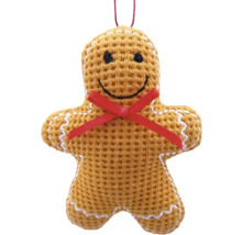 Glob de Crăciun omuleț de turtă dulce din material textil cu fundă