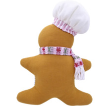 Om de turtă dulce de pluș cu bonetă de bucătar și fular