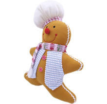 Figurină decorativă om turtă dulce cu bonetă de bucătar și fular