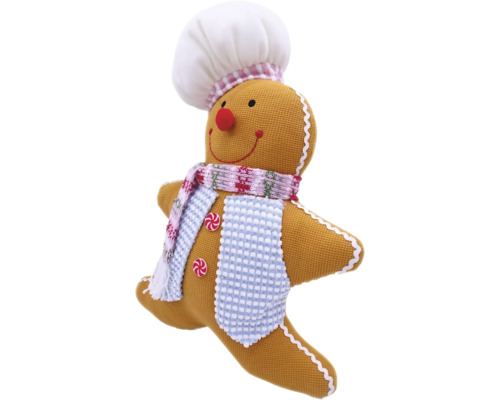 Figurină decorativă om turtă dulce cu bonetă de bucătar și fular