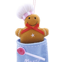 Decorațiune de Crăciun: turtă dulce în formă de ciorap cu bonetă de bucătar