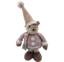 Urs decorativ cu căciulă și fular pentru perioada Crăciunului